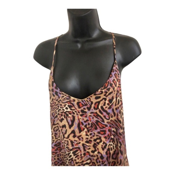 Nicole Miller satin effect animal print multi v-neck halter maxi dress size S - Picture 9 of 17